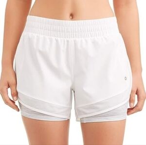 Avia Womens Athletic Running Shorts With Grey Biker Short Liner White Size XS